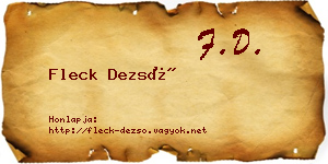 Fleck Dezső névjegykártya
